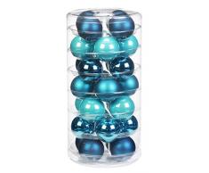 Inge Glas 15106D002 Kugel 45 mm, 28 Stück, Dose, Dazzling Club Mix, türkis, petrol, wintergrün