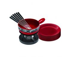 KUHN RIKON 32047 Fondue Käsefondueset Karo Kuh 15-tlg mit 6 Teller und 6 Gabeln incl. Rechaud
