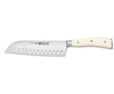 Wüsthof Santoku, Classic Ikon Crème (4176-6), 17 cm Klinge mit Kullenschliff, asiatisches Küchenmesser, rostfrei Edelstahl, weißer Griff