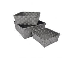 Douceur dIntérieur Flechtkorb, 3er-Set, 21,5 x 21,5 x 9 cm anthrazit