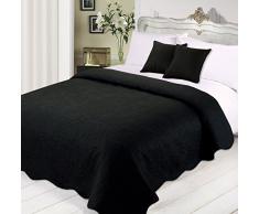 Dreamscene Tagesdecke Tröster Luxuriös gesteppt Kissen-Set, Polyester, Schwarz, 3-teilig