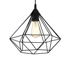 EGLO Pendellampe Tarbes, 1 flammige Vintage Pendelleuchte im Retro Look, Material: Stahl, Kunststoff, Farbe: schwarz, Fassung: E27, Ø 32,5 cm