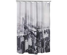 Wenko 22495100 LED Duschvorhang Old Plane - waschbar, mit 12 Duschvorhangringen, Polyester, Mehrfarbig