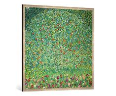 Gerahmtes Bild von Gustav Klimt Apfelbaum I, Kunstdruck im hochwertigen handgefertigten Bilder-Rahmen, 100x100 cm, Silber Raya