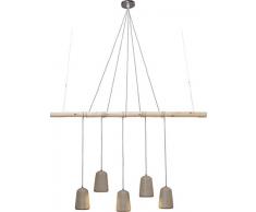 Kare 61917 Hängeleuchte Dining Concrete Cinque, Schirm: Beton, Baldachin, Seil: Stahl Natur, Eukalyptus Massivholz lackiert, transparent