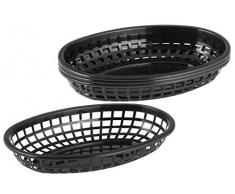 FMprofessional Servierkörbchen, Burgerbasket, Korb aus Kunststoff Zum Servieren, Hochwertige Körbchen für Speisen, Brotkorb (Farbe: Schwarz) Menge: 4 Stück