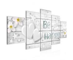 Bilder Blumen Herz Wandbild 200 x 100 cm Vlies - Leinwand Bild XXL Format Wandbilder Wohnzimmer Wohnung Deko Kunstdrucke Weiß 5 Teilig - MADE IN GERMANY - Fertig zum Aufhängen 020651a