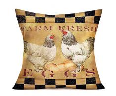 Asminifor Kissenbezug, niedliche Katzen-Tiere, mit Kopfhörern, Baumwollleinen, Dekorativer Überwurf, Kissenbezug für Couch 45,7 x 45,7 cm 18 x 18 inches Farm Hen