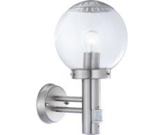 Globo Aussenleuchte Edelstahl Glas klar exklusiv 1 x 60 W, E27, 230 V, IP44, 110° H: 35 cm ø 20 cm T: 24 cm 3180S