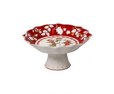 Villeroy & Boch Toys Fantasy Schale auf Fuß, Schneemann bauen, Standschale für Gebäck, Premium Porzellan, rot, bunt, 24 x 24 x 12 cm