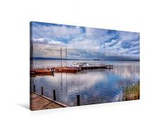 Calvendo Premium Textil-Leinwand 75 cm x 50 cm quer, Am Steinhuder Meer | Wandbild, Bild auf Keilrahmen, Fertigbild auf echter Leinwand, Leinwanddruck: Boote im Steinhuder Meer Natur Natur