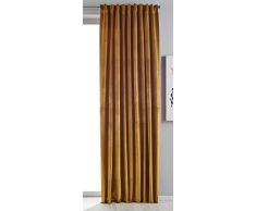 Gardinenbox Verdunkelung Vorhang Milano Samt Blickdicht Schlaufenband Tunneldurchzug Blackout Bügelband kürzbar Senf 1er-Pack HxB 280x135 cm, 20357