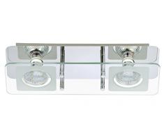 Briloner Leuchten Deckenleuchte, LED Lampe, Deckenlampe, LED Strahler, Spots, Wohnzimmerlampe, Deckenstrahler, Deckenleuchte Wohnzimmer, Deckenspot, Deckenbeleuchtung, Glas teilmattiert