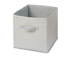 InterDesign Axis Ordnungsbox mit Griff für Spielzeug oder Kleidung, groÃe Aufbewahrungsbox im Zickzack-Muster aus Polypropylen, taupe und natur
