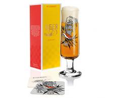 RITZENHOFF Beer Bierglas von Tobias Tietchen (Impossible Bottle), aus Kristallglas, 390 ml, mit fünf Bierdeckeln