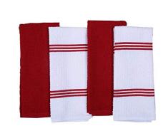 Amour Infini Frottee Geschirrtuch und Geschirrtücher, 100% Baumwolle, sehr saugfähig, maschinenwaschbar 16 x 26 Inches rot