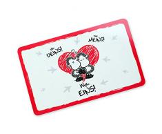 Sheepworld 45187 Schneidebrett Mit Motiv Ich Deins, Du Meins, Wir Eins, Resopal, Geschenkbrettchen Mit Liebesmotiv Rot, Weiß, Schwarz 14.3 X 23.3 X 0.2 Cm