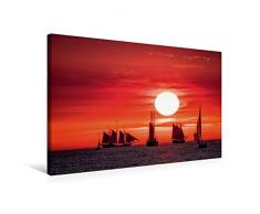 CALVENDO Premium Textil-Leinwand 75 cm x 50 cm quer, EIN Motiv aus dem Kalender Windjammer auf der Ostsee im Abendlicht | Wandbild, Bild auf Keilrahmen. Ostsee im Sonnenuntergang Natur Natur
