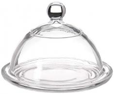 Eines Fasses Dome de r8500.307 Mini Glas Käse Butterdose Dome mit Tablett Teller und Griff, Limited Edition Glaswaren Serviergeschirr aus Email