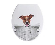 Wenko WC-Sitz Daily Dog, Toilettensitz mit Hygienebefestigung aus rostfreiem Edelstahl, Toilettenbrille aus Duroplast, 37,5 x 45 cm