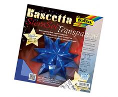 folia 836/1515 - Bastelset Bascetta Stern, Transparent blau, 15 x 15 cm, 32 Blatt, fertige Größe des Papiersterns ca. 20 cm, mit ausführlicher Anleitung - ideal zur zeitlosen Dekoration