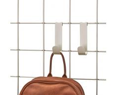 iDesign Wandhaken für modulares System, kleine Metallhaken für Organizer in Büro, Küche und Bad, 2er-Set Wandgitter-Haken für Jacken, Tasche, Schals und Schmuck, mattsilberfarben