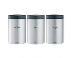 Brabantia Vorratsdosen für Tee, Kaffee und Zucker, aus gebürstetem Stahl, FPP, 1,4 l, 3-er Set