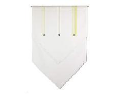 Startex Scheibengardine, Fensterspitze 2203 02 60 x 90 cm Weiß Grün Doppelstoff Scherlistreifen Ösenkuvert