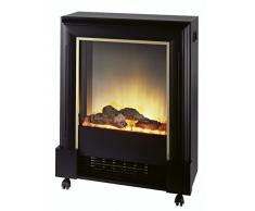 DIMPLEX Elektrokamin Rhone ⢠Elektrischer Kamin ⢠Optiflame® Flammeneffekt ⢠Rauchfrei ⢠Zuschaltbare Heizung 1000 - 2000 W ⢠Schwarz mit Messing Zierleiste