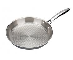 GSW 975346 Gastro traditionell INOXXALplus Bratpfanne o. Deckel 28cm-mit Wabenboden, Edelstahl, silber, 28 cm