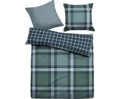 TOM TAILOR 0069917 Satin Bettwäsche Garnitur mit Kopfkissenbezug (Baumwolle) 1x 155x220 cm + 1x 80x80 cm, Indigoblau