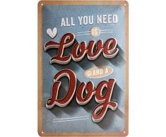 Nostalgic-Art 22273, PfotenSchild-Love Dog, Blechschild 20x30 cm, Metall, Bunt, 20 x 30 x 0.2 cm