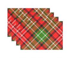Halloween-Spinnennetz, 6 Stück, hitzebeständig, Tischset, waschbar, schmutzabweisend, rutschfest, Polyester, für Küche und Esszimmer, Polyester, Christmas Plaid Pattern, 4er-Set