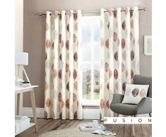 Fusion Home Furnishings Skandi Leaf Ösenvorhang, 100% Baumwolle, rot, 66 Width x 90 Drop