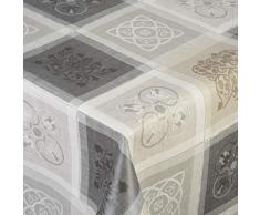 Venilia Jacquard grau Tischdecke Tischtuch Tischwäsche Wachstuch pflegeleicht wasserabweisend Rechteckig, Pvc-Polyester, 155 x 220 cm