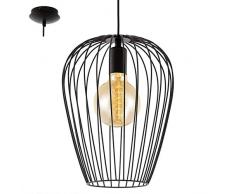 EGLO Pendellampe Newtown, 1 flammige Vintage Pendelleuchte, Retro Hängelampe aus Stahl, Farbe: schwarz, Fassung: E27, Ø: 27,5 cm