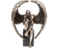 Kare Design Deko Objekt Nude Sad Angel Klein, edles Accessoire für den Wohnbereich, Engel Motiv in der Farbe Farbe Bronze mit schwarzem Sockel (H/B/T) 26x18x11cm