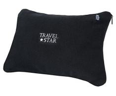 travelstar: aufblasbares Kissen mit Fleece-Bezug, schwarz (TS-N-5001)