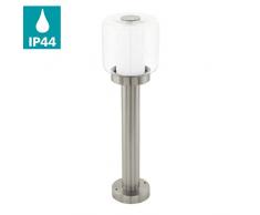 EGLO Außen-Wegelampe Poliento, 1 flammige Außenleuchte, Stehleuchte aus Edelstahl, Kunststoff und Glas, Farbe: Silber, weiß, Fassung: E27, IP44