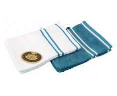 Gözze Waschhandschuh 4er-Set, 100% Baumwolle, 16 x 21 cm, Rio, Vollfarbig/Weißgrundig Petrol, 140-54-A1