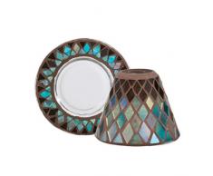 YANKEE CANDLE Autumn Mosaic Kerzenschirm + Teller, Glas, Mehrfarbig, 12 x 12 x 11 cm, 2-Einheiten