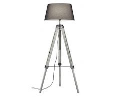 Reality Leuchten R40991011 Tripod A++ to E, Stehleuchte, E27, Stoffschirm Grau, 72 x 72 x 143 cm