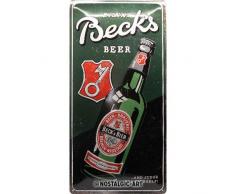 Nostalgic-Art Becks - Drink Beer Bottle, Vintage Geschenk-Idee für Bier-Fans, zur Dekoration als Bar-Zubehör Retro Blechschild, Metall, 25x 50 cm