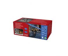 Konstsmide 2373-800, LED Biergartenkette, runde Birnen, klar / für Außen (IP44) / 10 klare Birnen / 20 bernsteinfarbene Dioden / 6h Timer / schwarzes Kabel / Batteriebetrieben: 4xAA 1.5V (exkl.)
