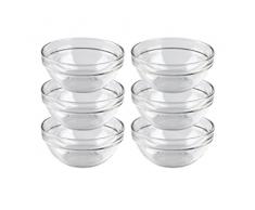 Luminarc, Serie Empilable, Schüssel 12 cm, im 6-er Set, Glas, stapelbare Salatschüsseln in zeitlosem Design