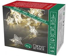 Konstsmide 3170-303 LED Dekolichterkette silberfarbene Metallsterne / für Innen (IP20) / VDE geprüft / Batteriebetrieben: 3xAA 1.5V (exkl.) / 20 warm weiße Dioden / transparentes Kabel