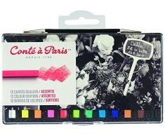 Conté a Paris 50244, 12 farbige Carré Kreiden, Pastellkreiden in Vierkantform, 12 Farben