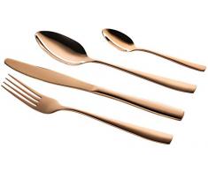 MÄSER 931597 Lausanne, 24-teiliges Besteck Set für 6 Personen in der Farbe Kupfer, hochglänzend, rostfrei, spülmaschinengeeignet, Chromstahl