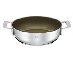 RÖSLE SILENCE Servierpfanne Ø 28 cm mit Antihaftversiegelung ProInduct, Edelstahl 18/10, silber/bronze, Profiqualität, induktionsgeeignet, spülmaschinengeeignet