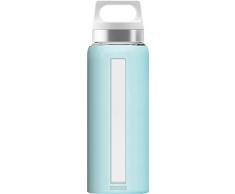 Sigg Dream Glacier, Silikonhülle, 0.65 L, Hitzebeständig, BPA Frei, Türkis Glas Trinkflasche, 7.6 x 7.6 x 24.4 cm